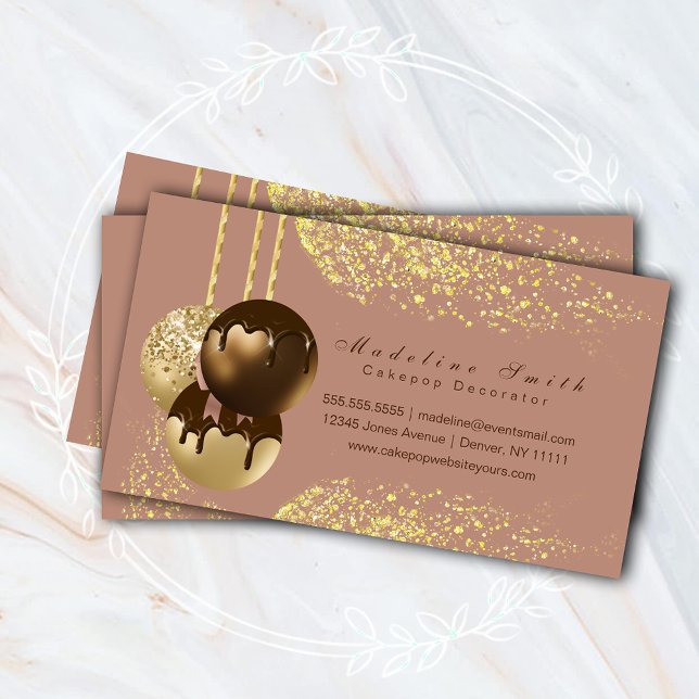 Chocolate Cake pops Glitter Baking Cake Decorator Business Card (Creator Uploaded)