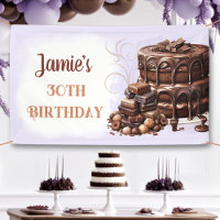 Chocolate Cake Purple Brown 30th Birthday Party