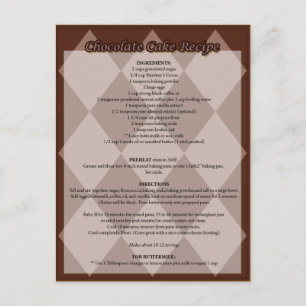Chocolate Cake Recipe Postcard