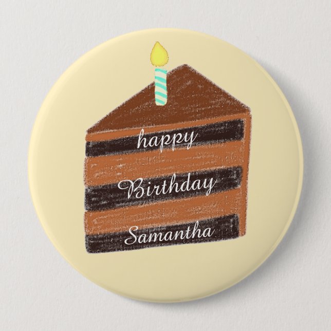 Chocolate Cake Slice  10 Cm Round Badge (Front)