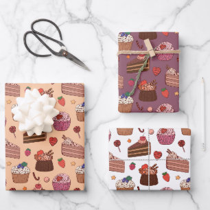 Chocolate Cake & Sweet Bakery Wrapping Paper Set