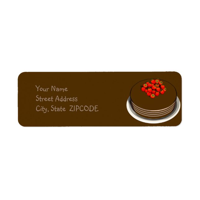 Chocolate Cake with Strawberries Address Labels (Front)