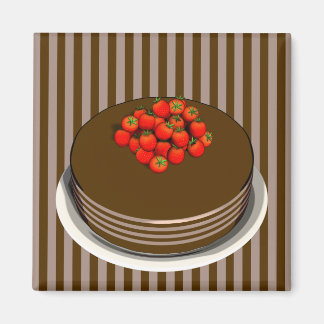 Chocolate Cake with Strawberries Magnet