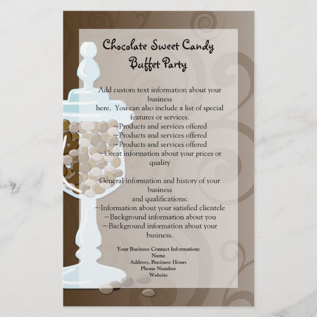 Chocolate Candy Buffet Bar, Urn of Sweets Flyer (Front)