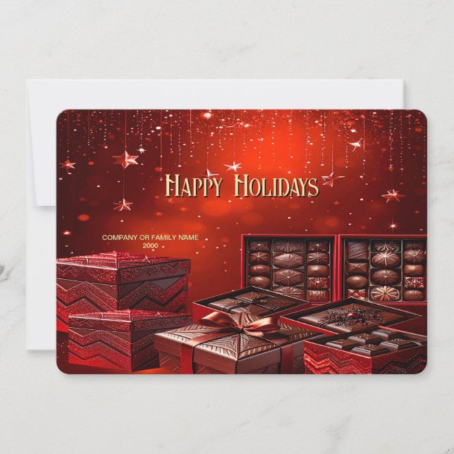 Chocolate Candy Christmas Holiday Card (Front)