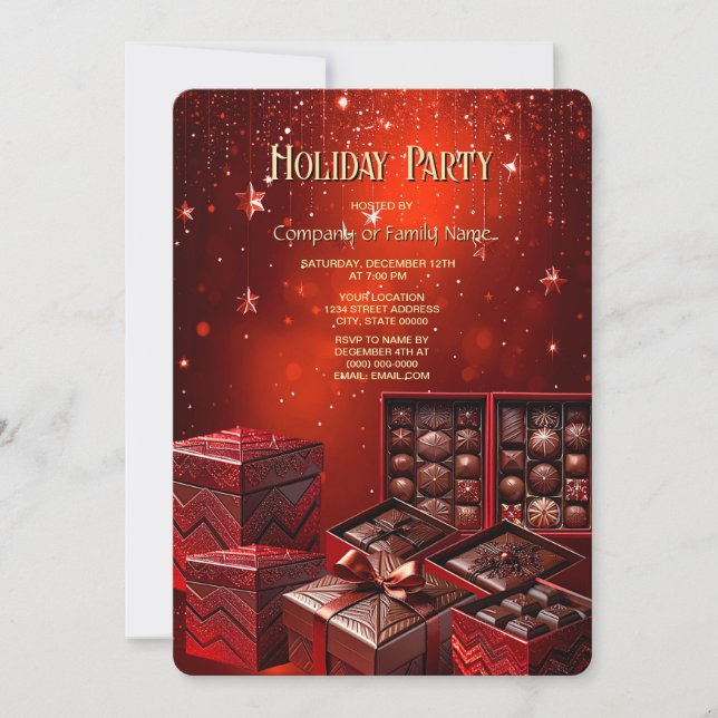 Chocolate Candy Christmas Holiday Invitation (Front)