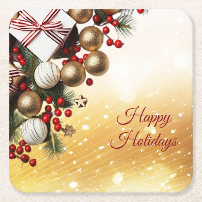 Chocolate Candy Christmas Holiday Paper Coaster (Front)