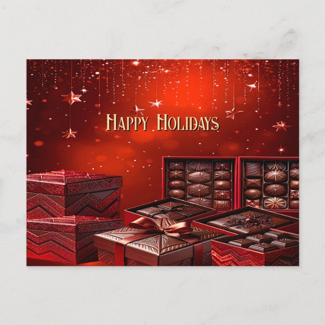 Chocolate Candy Christmas Holiday Postcard (Front)