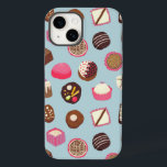 Chocolate Candy Confectionery Case-Mate iPhone 14 Case<br><div class="desc">Delicious chocolate and candy confectionery pattern on a duck egg blue background full of sweet treats and temptations! This one has zero calories,  though.</div>
