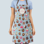 Chocolate Candy Confectionery Custom Name Apron<br><div class="desc">Delicious chocolate and candy confectionery pattern full of sweet treats and temptations!
Customise by changing the text and background colour.</div>