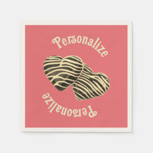 Chocolate candy heart coral pink cute love napkin
