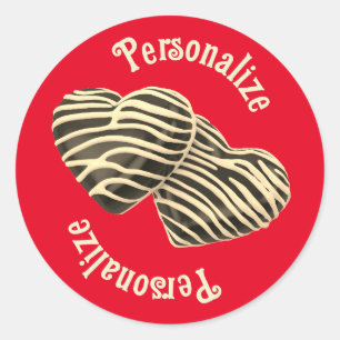 Chocolate candy heart red cute love classic round sticker