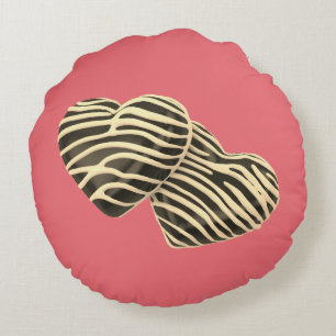 Chocolate candy hearts cute pink love round cushion