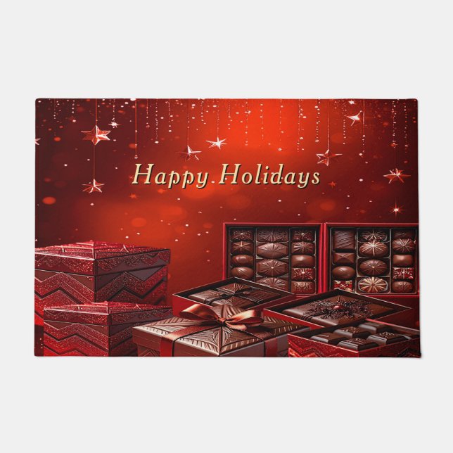 Chocolate Candy Holiday Doormat (Front)