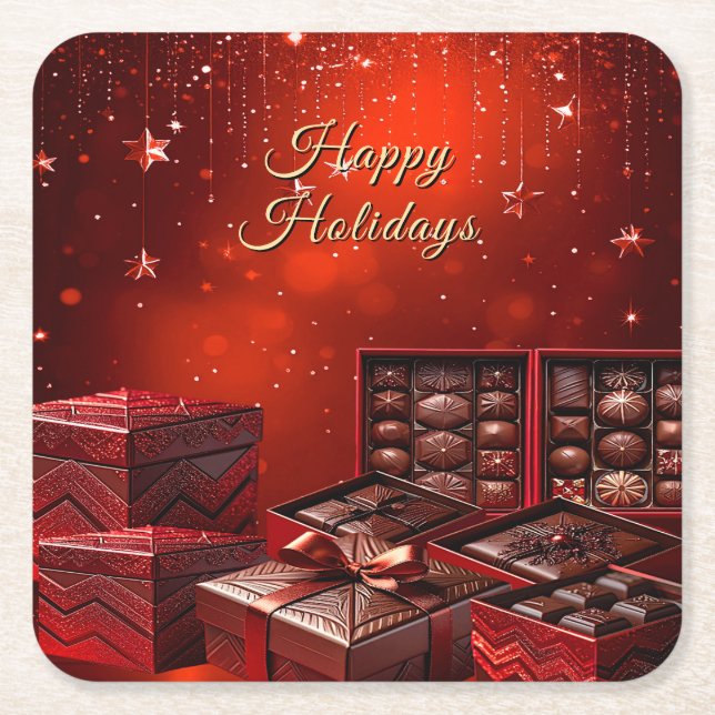 Chocolate Candy Holiday Paper Coaster (Front)