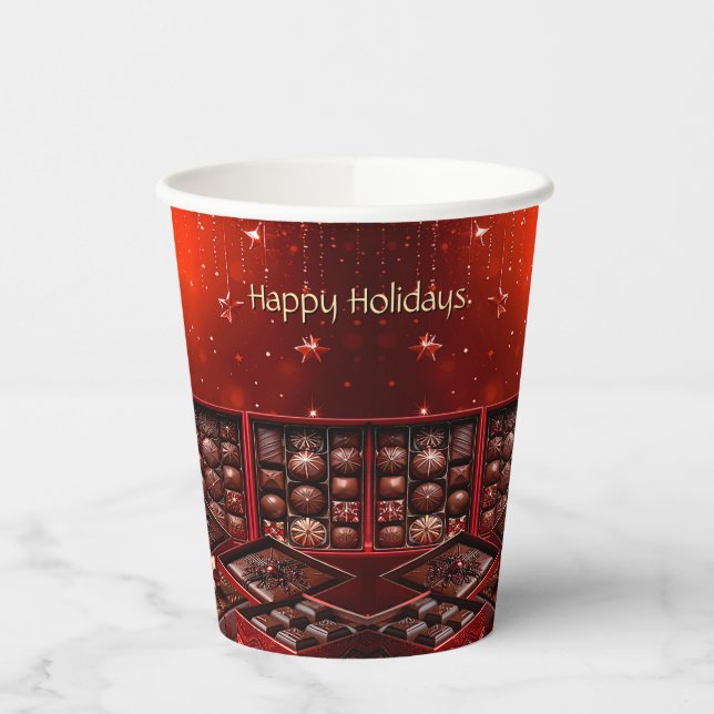 Chocolate Candy Holiday Paper Cups (Left)