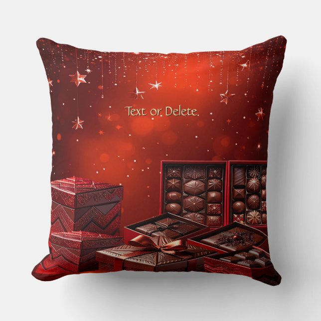 Chocolate Candy Holiday Throw Pillow (Front)