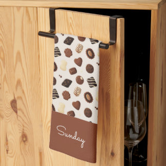 Chocolate candy pattern tea towel