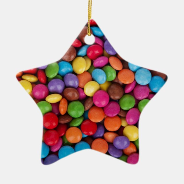 Chocolate candy rainbow colour ceramic tree decoration (Front)