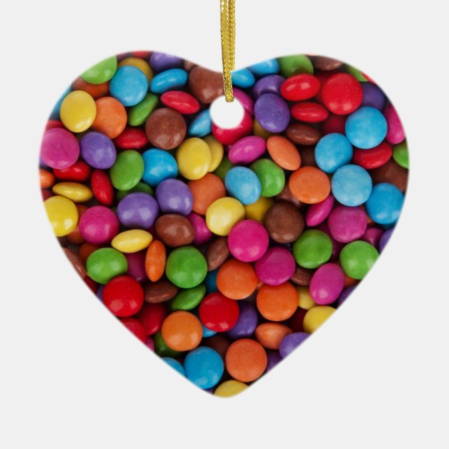 Chocolate candy rainbow colour ceramic tree decoration (Front)