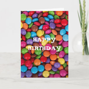 Chocolate candy rainbow colour Happy Birthday Card