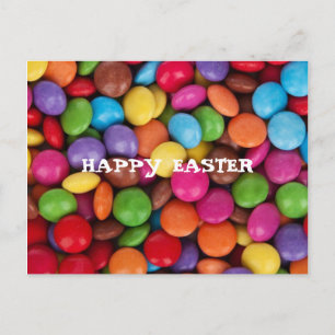 Chocolate candy rainbow colour holiday postcard