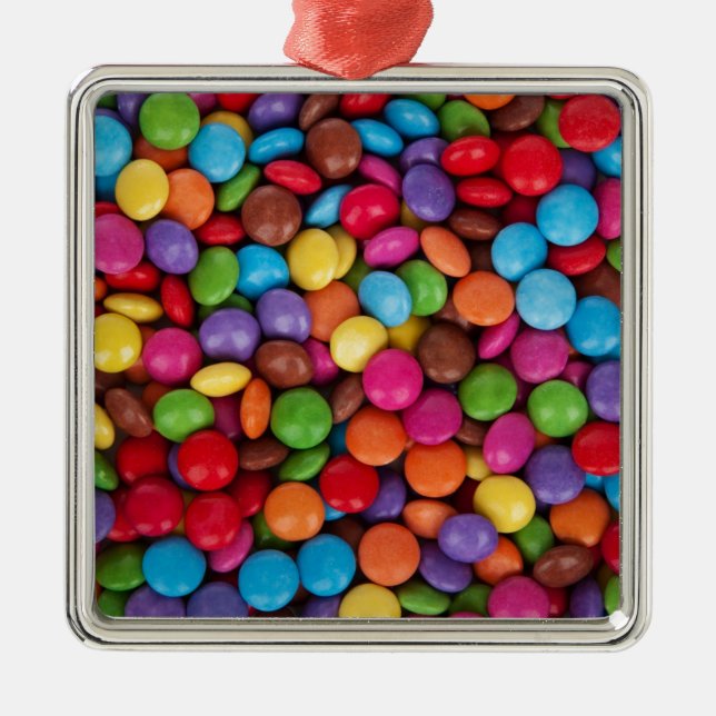 Chocolate candy rainbow colour metal tree decoration (Front)