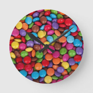 Chocolate candy rainbow colour round clock