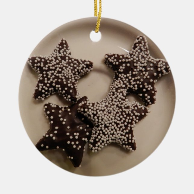 Chocolate Candy STars Ceramic Tree Decoration (Front)