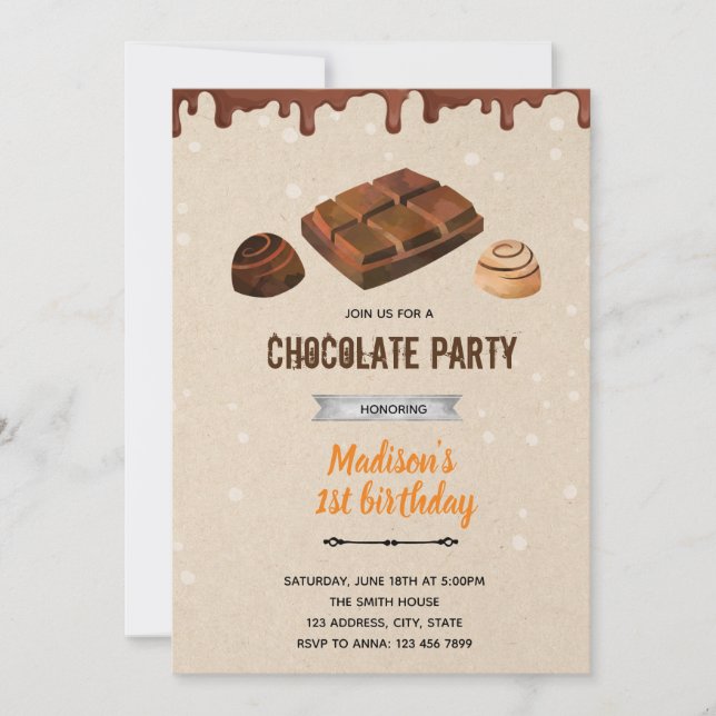 Chocolate candy theme shower invitation (Front)
