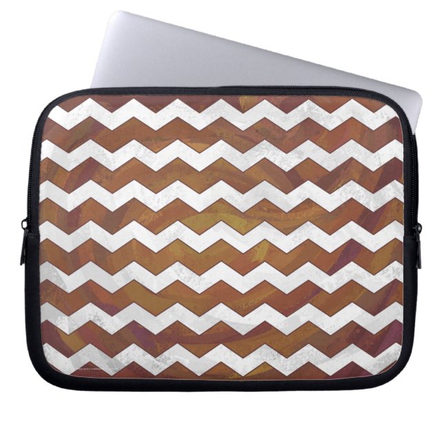 Chocolate Carmel Swirl Chevron Pattern Laptop Sleeve (Front)