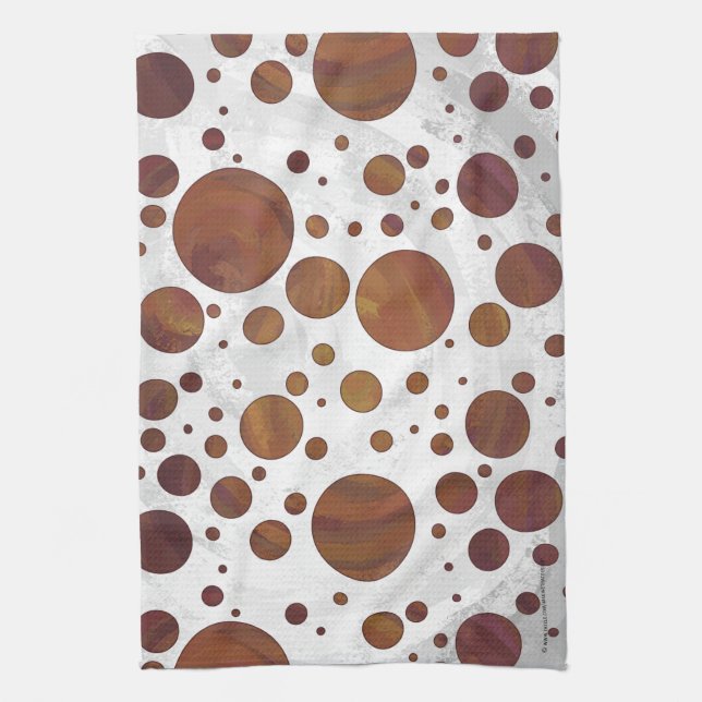 Chocolate Carmel Swirl Polka Dot Tea Towel (Vertical)