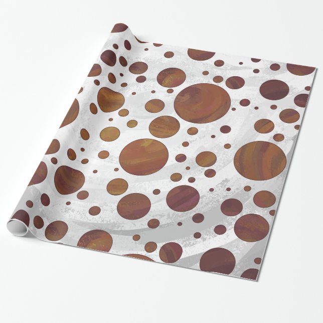 Chocolate Carmel Swirl Polka Dot Wrapping Paper (Unrolled)