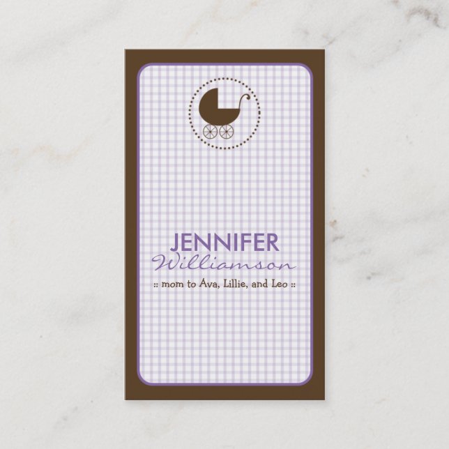 Chocolate Carriage Mummy Calling Card: lavender Card (Front)