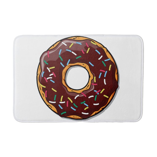 Chocolate Cartoon Doughnut with Sprinkles Bath Mat (Front)
