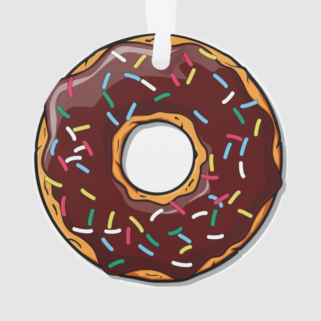 Chocolate Cartoon Doughnut with Sprinkles Ornament (Back)