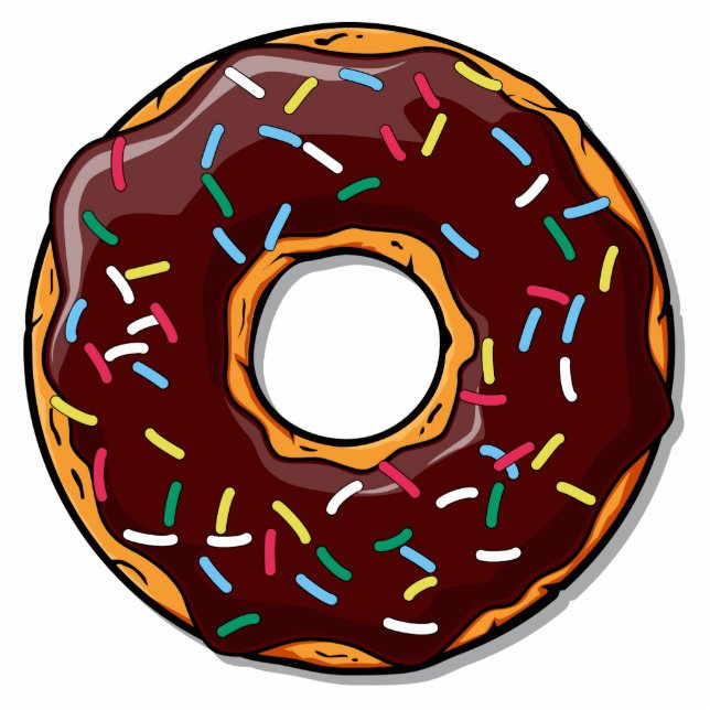 Chocolate Cartoon Doughnut with Sprinkles Photo Sculpture Magnet (Front)