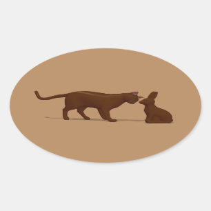Chocolate Cat Oval Sticker