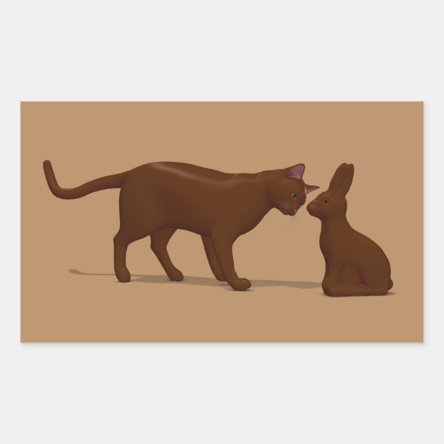 Chocolate Cat Rectangular Sticker (Front)