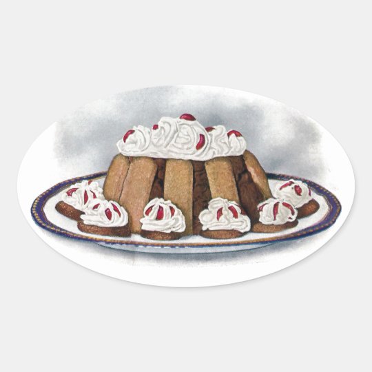 Chocolate Charlotte Russe Vintage Dessert Oval Sticker