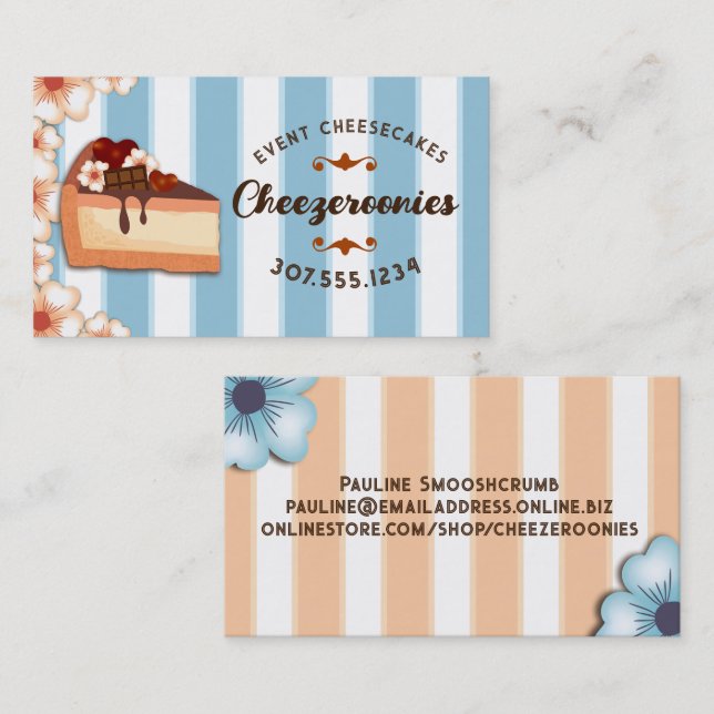Chocolate cheesecake bakery wedding event baking b business card (Front/Back)