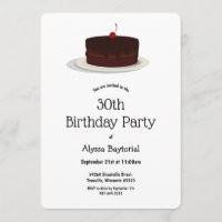 Chocolate Cherry Cake | Birthday Invitation