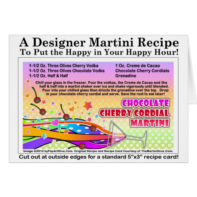 CHOCOLATE CHERRY CORDIAL MARTINI RECIPE CARDS (Front Horizontal)