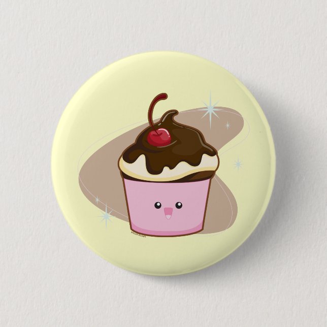 Chocolate Cherry Cupcake 6 Cm Round Badge (Front)