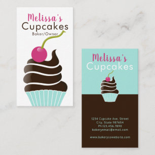 Chocolate cherry cupcake business card