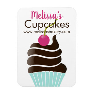 Chocolate cherry cupcake business card magnet