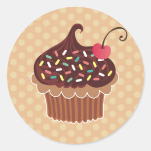 Chocolate & Cherry Cupcake Classic Round Sticker