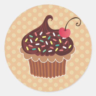 Chocolate & Cherry Cupcake Classic Round Sticker