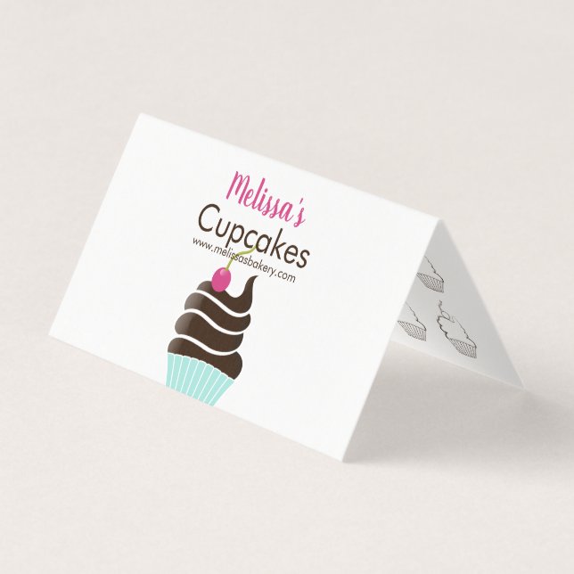 Chocolate cherry cupcake loyalty business card (Front)