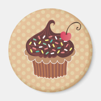 Chocolate & Cherry Cupcake Magnet